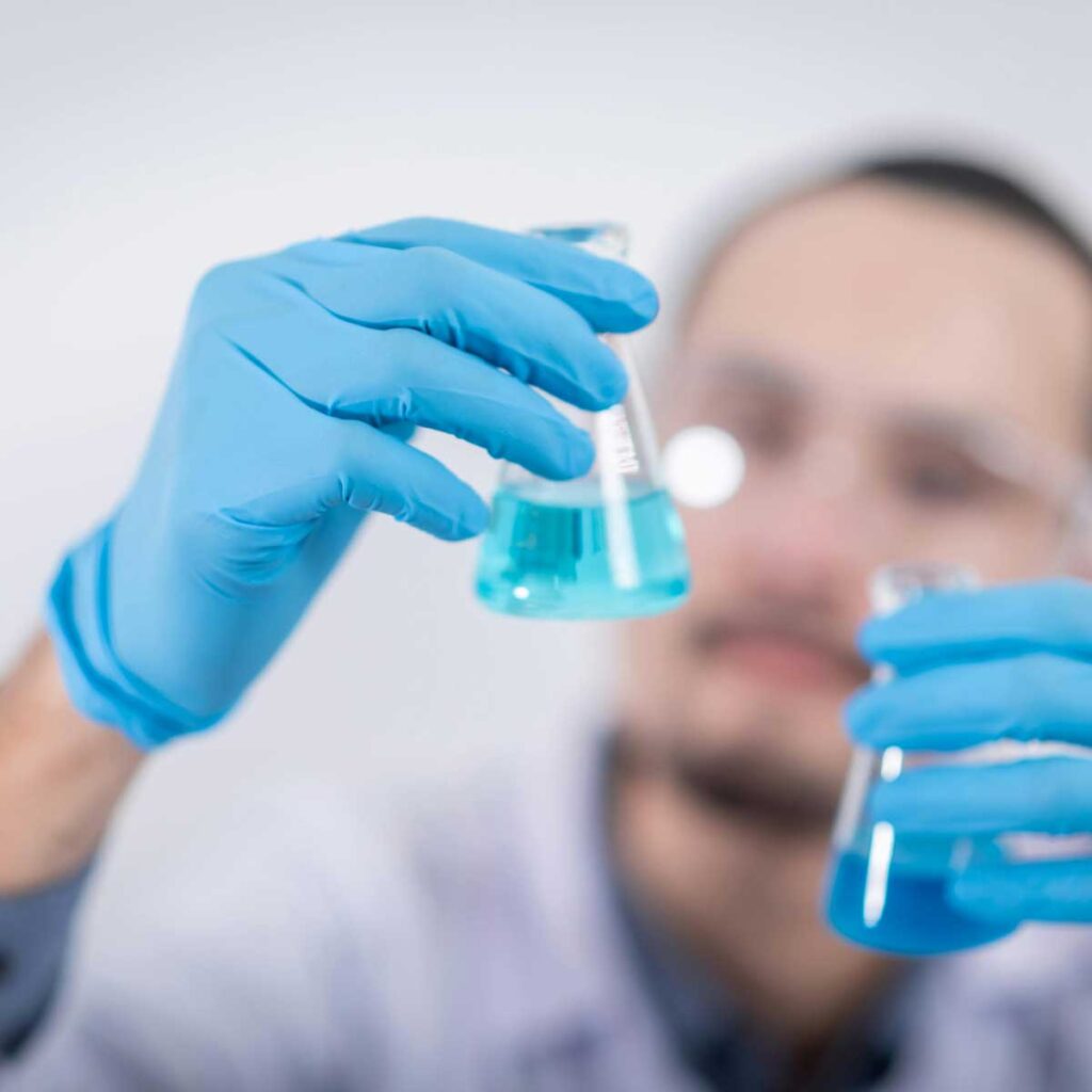 Laboratory technicians at work.